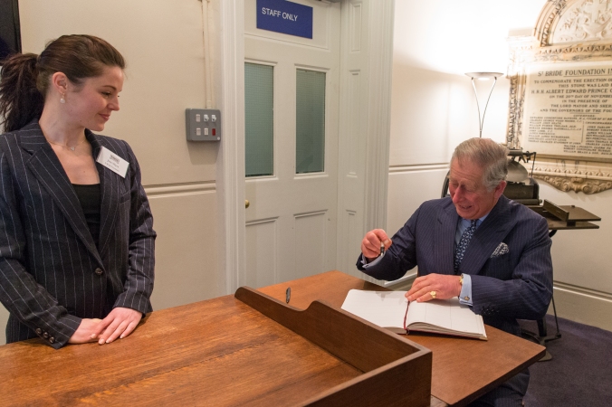 Prince Charles visiting St Bride Foundation